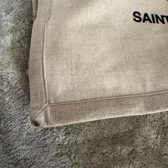 Saint Laurent Rive Gauche Beige Canvas Tote with Black Handles /canvas leather - Picture 7 of 11